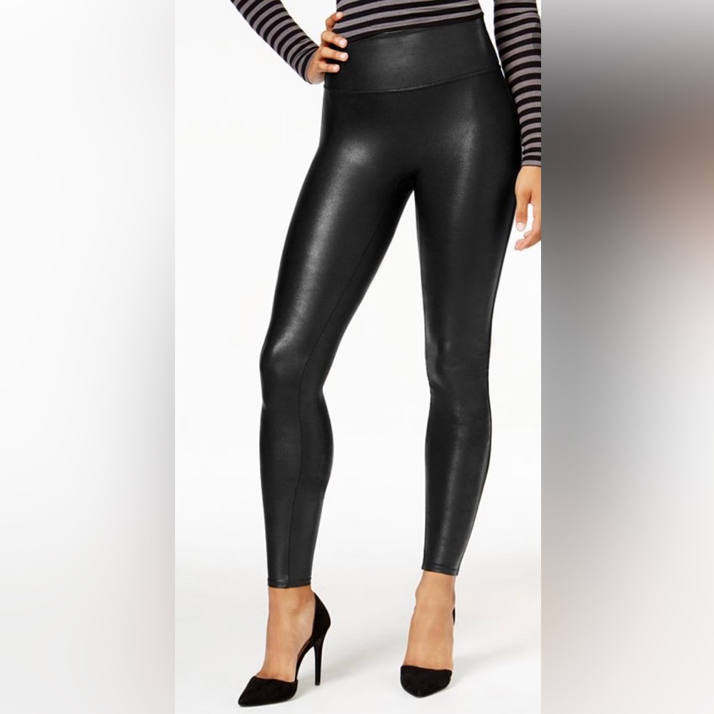 SPANX very black faux leather leggings!